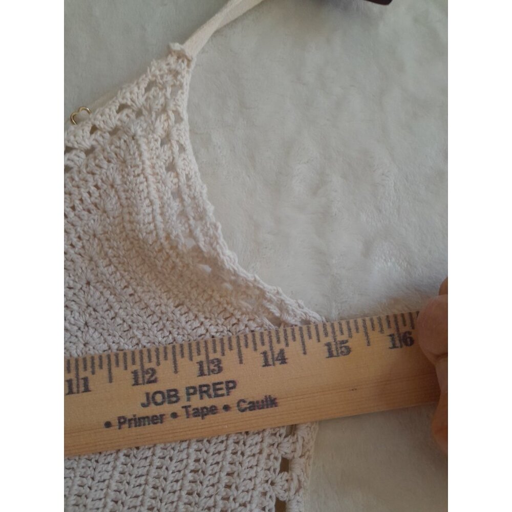 Lulus Boho Hippie Chic Crochet Babydoll Fairy Empire Waist Sz Small Maxi Dress - Picture 10 of 10